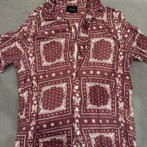 Men's Burgundy Paisley Shirt
